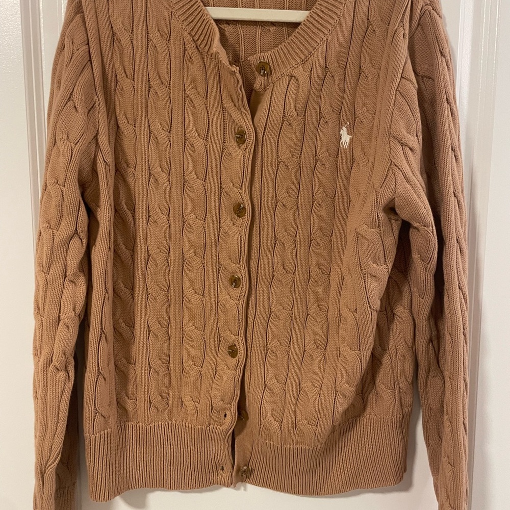 Women Tan Cable Knit Cardigan